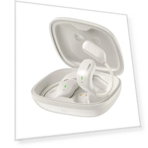 Беспроводные наушники с крючком для уха, функцией перевода на 130+ языков и сенсорным экраном в зарядном кейсе — Внутриканальные наушники, KONNWEI