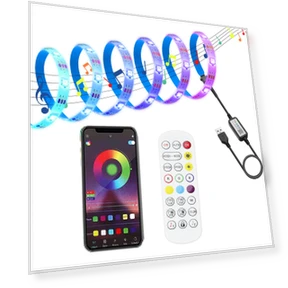 Светодиодная лента с радужной подсветкой, музыкальным датчиком, синхронизацией с голосом, регулируемой яркостью и цветом — LED ленты, LEKE