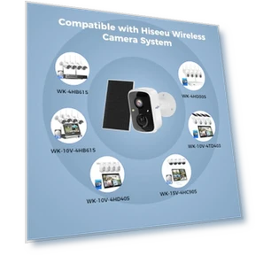 Солнечная камера безопасности для улицы, 4 штуки, полностью беспроводная, 3K 4MP, Wi-Fi, для дома, снаружи, с PIR/AI... — Цилиндрические камеры, Hiseeu