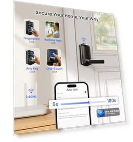 Умный дверной замок с Wi-Fi и отпечатком пальца — Ручки-рычаги, Veise