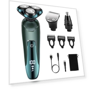 Электрическая бритва для мужчин, беспроводная перезаряжаемая 3D роторная бритва с LED-дисплеем, водонепроницаемый набор... — Роторные, Tuyaguard