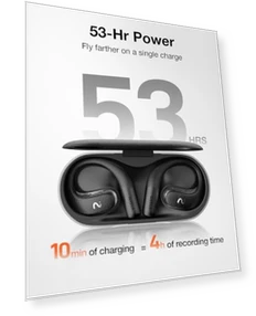 AI-диктофон с наушниками открытого типа — Переводчики иностранных языков, VIAIM