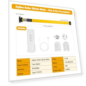 Мотор для умных жалюзи с Zigbee, перезаряжаемый через Type-C — Сотовые шторы, Tncglf