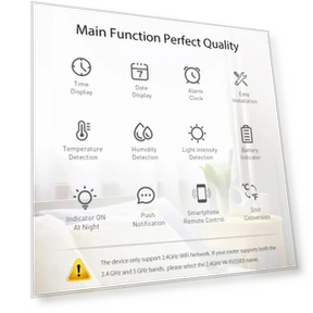 Будильник с датчиками температуры, влажности и освещенности — Комнатные термометры, Tuya