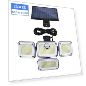Солнечный светильник для улицы с 3 головками, 333 светодиодами, датчиком движения и дистанционным управлением — Прожекторы и охранное освещение, AirExpect
