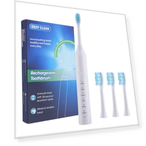 Электрическая зубная щетка с 4 мягкими насадками, USB-зарядкой, отбеливанием и водонепроницаемостью — Звуковые зубные щетки, Mellow Home