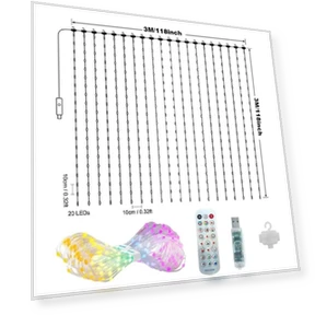 Умные светодиодные гирлянды-шторы с RGB подсветкой — LED ленты, Mellow Home