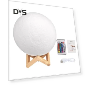 Лунная лампа с деревянной основой, 16 цветов RGB, сенсорный датчик, перезаряжаемый 3D лунный ночник, декор для спальни... — Ночники, SMOO