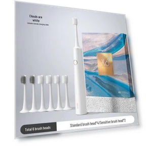 Умная звуковая электрическая зубная щетка с 6 насадками — Сменные насадки для зубных щеток, BAIR
