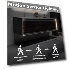 Ванная комната с раковиной - Подвесной шкаф с одной раковиной и умным зеркалом — Для душа, ZGNBSD