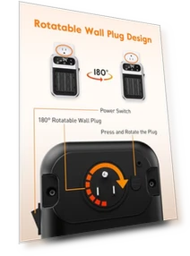 Настенная розеточная электрическая обогреватель с дистанционным управлением и Wi-Fi, светодиодным дисплеем, регулируемым... — Обогреватели, GiveBest