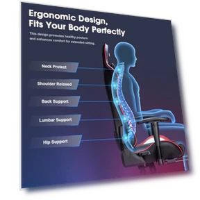 Игровое кресло с массажной системой и откидной спинкой — Геймерские кресла, Douxlife