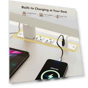 U-образный электрический стол для работы стоя с подставкой для монитора и лотком для клавиатуры — Крепления для мониторов, OffiGo