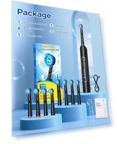 Вращающаяся электрическая зубная щетка для взрослых с 8 насадками — Звуковые зубные щетки, TEETHEORY