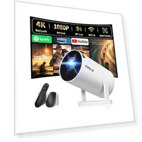 Мини-проектор с поддержкой 4K 1080P, автоматической коррекцией трапецеидальных искажений и Wi-Fi 6 — Проекторы, coolid