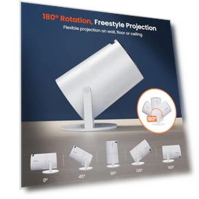 Мини-проектор с Wi-Fi и Bluetooth, портативный проектор с вращением на 180°, поддержкой Full HD, автоматической... — Проекторы, WISHOLY