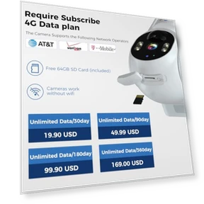 Солнечная камера безопасности с 4G LTE, без Wi-Fi, для улицы — Цилиндрические камеры, Hiseeu