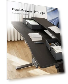 Электрический стол для работы сидя и стоя с двумя ящиками — Крепления для мониторов, HUANUO