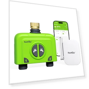 Таймер полива для садового шланга с Wi-Fi, 2-зонный контроллер полива, умный клапан для шланга, автоматическая система... — Таймеры для шлангов, RainPoint