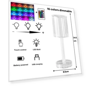 Настольная лампа с кристаллом и сенсорным управлением — Люстры, Cosy Homes