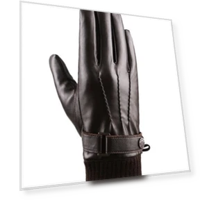 Кожаные перчатки с полным сенсорным экраном, с тремя полосками, коричневые — Перчатки, Mayfashion