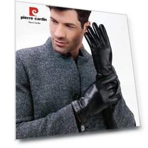 Теплые мужские перчатки из козьей кожи с сенсорным экраном — Зимние перчатки, Pierre Cardin
