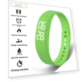 Фитнес-браслет с подсчетом калорий, водонепроницаемый, с вибрирующим будильником для студентов, зеленый — Трекеры активности и фитнеса, SHbeimao
