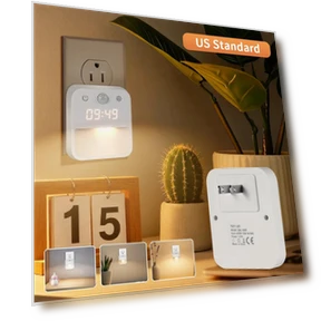 Ночной светодиодный светильник с датчиком движения и дисплеем часов — Ночники, The Cozy Nook