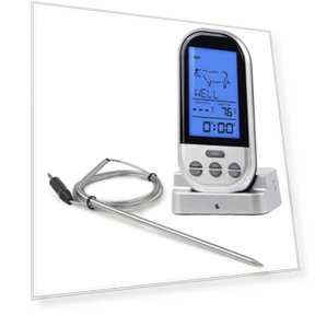 Беспроводной термометр для барбекю с ЖК-дисплеем и водонепроницаемым зондом — Термометры, Super shoes Mall