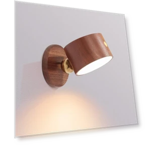 Деревянный настенный светильник с вращением на 360°, диммируемый, с сенсорным управлением, светодиодный настенный бра,... — Ночники, Vinde Home
