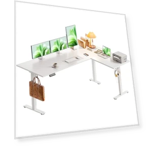 Электрический угловой стол L-образной формы с регулировкой высоты, большая эргономичная рабочая станция — Офисная, Casaottima