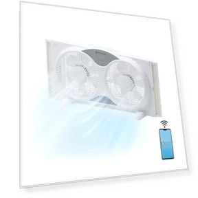 Оконный вентилятор с двумя вентиляторами, автоматическими расширителями, 3 режимами, управлением через Wi-Fi, тканевым... — Вентиляторы для окон, Comfort Zone