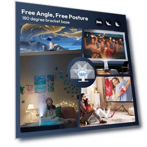 Портативный мини-проектор с WiFi и Bluetooth, поддержкой 4K, автоматической коррекцией трапецеидальных искажений и... — Проекторы, LUXVYN