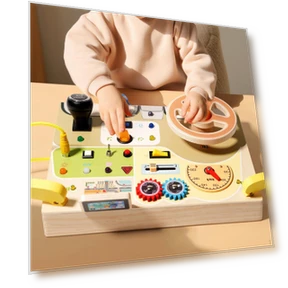 Бизи-доска Монтессори со светодиодной деревянной сенсорной игрушкой — Игрушки для малышей, baby and kids