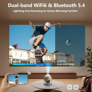 Мини-проектор с Android 14, поддержкой видео 1080P/4K/8K, WiFi 6 и Bluetooth 5.4, поворотной подставкой 270°,... — Проекторы, Trunera