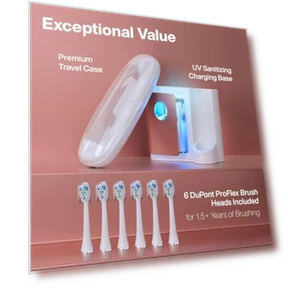 Ультраотбеливающая электрическая зубная щетка с 5 режимами и умными таймерами – база с УФ-стерилизацией — Ультразвуковые, AquaSonic