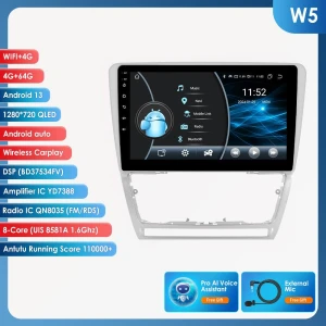 Автомагнитола 2DIN 10.1" на Android 13 с CarPlay и 4G для Skoda Octavia 2 (2008-2013) — Автомагнитолы, Hizpo