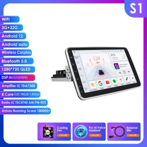 Поворотный автомобильный мультимедийный плеер с Android 13 и GPS — Автомагнитолы, Hizpo