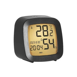 Портативный монитор температуры и влажности с подсветкой, цифровыми часами и будильником — Датчики качества воздуха, keyuin