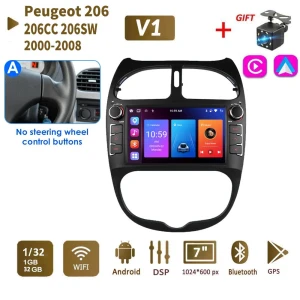Автомобильный радиоприемник на базе Android 2 DIN для PEUGEOT 206 206CC 206SW 2000-2008 — Автомагнитолы, icreative