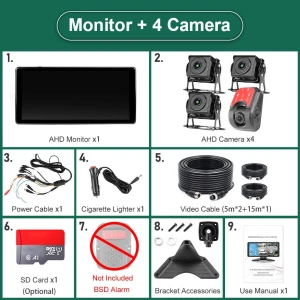 4-канальный интеллектуальный радар слепых зон с искусственным интеллектом, сигнализация BSD, беспроводной Apple CarPlay,... — Камеры заднего вида, JOHO