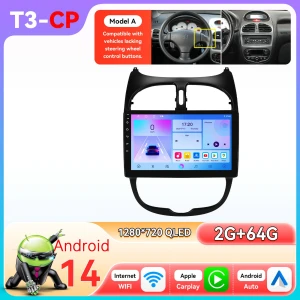Автомагнитола с CarPlay и Android Auto для Peugeot 206, 206CC, 206SW 2000-2008 — Автомагнитолы, Hizpo