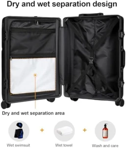 Чемодан-кабина без молнии, поликарбонатный алюминиевый жесткий корпус, с раскладной системой и вращающимися колесами, 20... — Умные чемоданы, AIWEINY