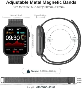 Умные часы с измерением давления, 1.9" HD сенсорный экран, фитнес-трекер — Умные часы, EarlySincere