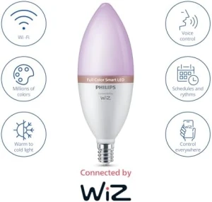 Умная свечевидная лампочка B12, цветная, 40W, комплект 4 шт. — Умные лампы, Philips
