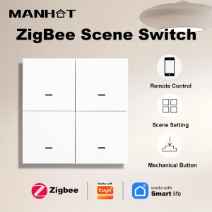 4-кнопочный беспроводной сценарный выключатель ZigBee — Умные выключатели, Manhot