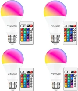 Светодиодная RGB-лампочка 5W A19 с пультом — Умные лампы, YKNAWOIR