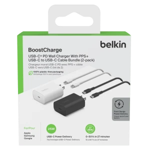 Зарядное устройство USB C 25W (2 шт.) с кабелем, Belkin