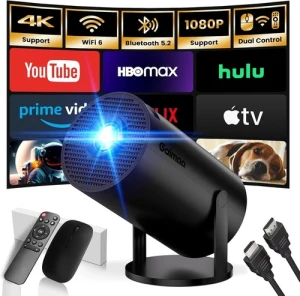 Мини-проектор с Wi-Fi и Bluetooth, встроенными приложениями, поддержкой 4K и 1080P, автоматической коррекцией трапеции — Проекторы, Gaimoo