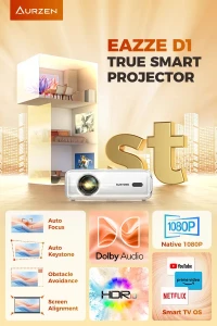 Смарт-проектор с Wi-Fi и Bluetooth, лицензированный Netflix, автофокус и коррекция трапеции — Проекторы, Aurzen